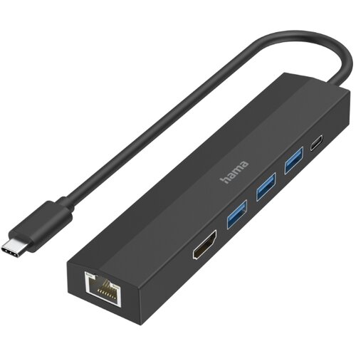 Hama 6 ulaza USB 3.2 Gen 1 hub (USB 3.0) s portom za brzo punjenje, sa USB-C utikačem, podržava Ultra HD crna Cijene