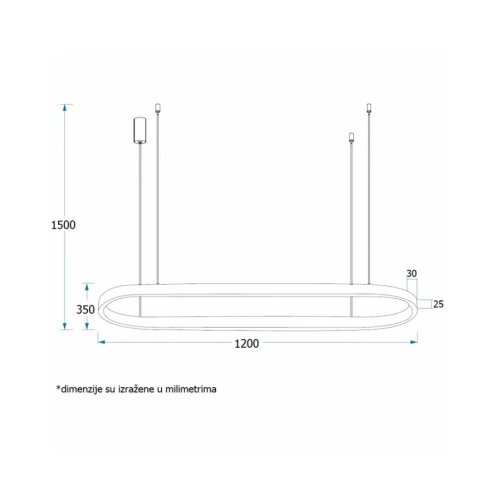 Vesta 519 VISILICA 60W 3000K CRNA (1200x350 mm) Slike