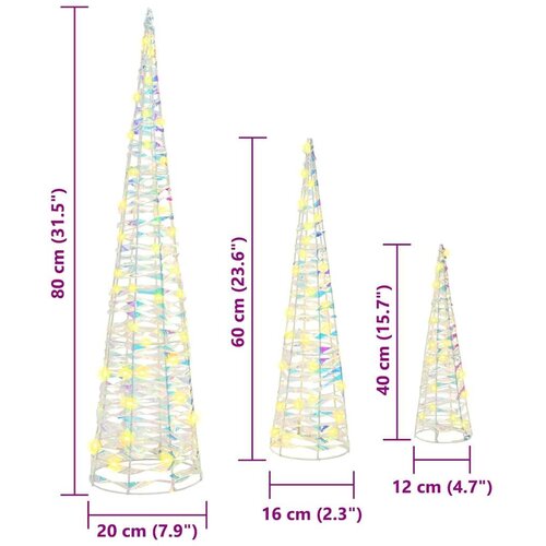  Božićno drvce 3 pcs Topla bijela 40 cm 60 cm 80 cm PET Slike