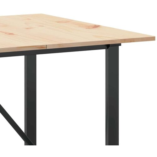  Blagovaonski stol O-oblika 200x100x75 cm od borovine i željeza Slike