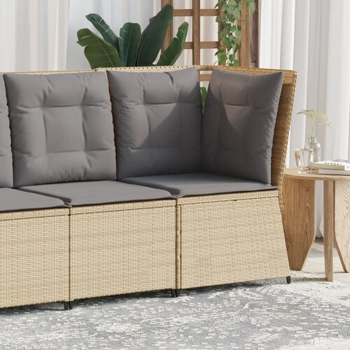 VidaXL Kutna vrtna sofa s jastucima bež od poliratana Slike
