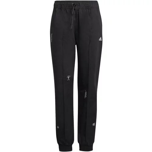 Adidas Pamučne hlače za žene, boja: crna, s aplikacijom