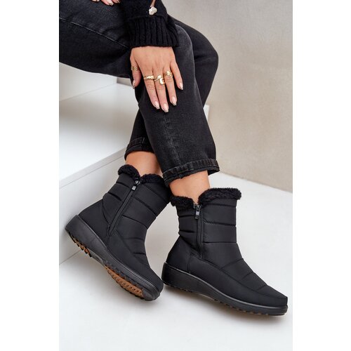 PE1 Women's Snow Boots With Zipper And Fur Black Fiorittia Cijene