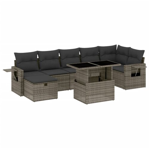 Maison Chic Seti vrtnega pohištva - Vrtna garnitura - Vrtni pohištvo set 8-delna z blazinami siv poli ratan, (21800548) Cene