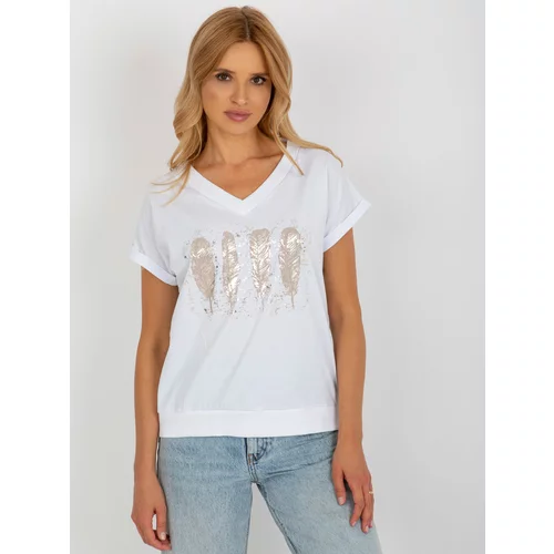 Fashion Hunters White blouse with glossy print RUE PARIS