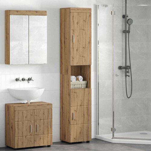 vidaXL Kopalniška omarica TULUM artisan hrast 37 x 31.5 x 203 cm Cene