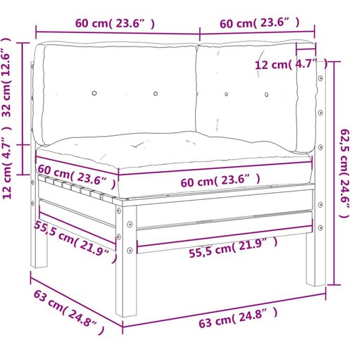  Kutna vrtna sofa s jastucima od impregnirane borovine Slike