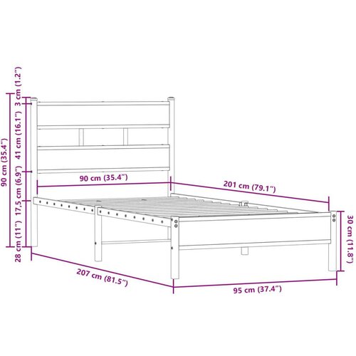 vidaXL Okvir kreveta bez madraca s uzglavljem boja hrasta 90x200 cm Cene