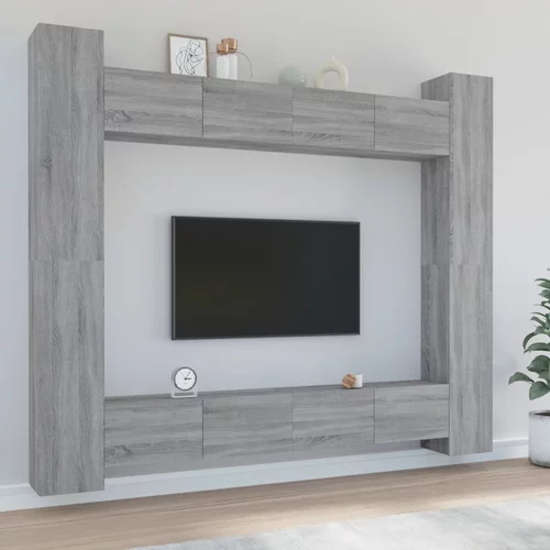 vidaXL 8-dijelni set TV ormarića sivog sonome konstruirano drvo