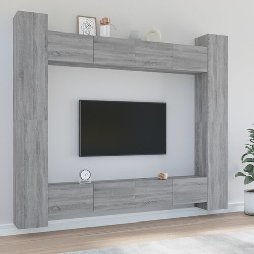 VidaXL Komplet TV omaric 8-delni siv sonoma konstruiran les Slike