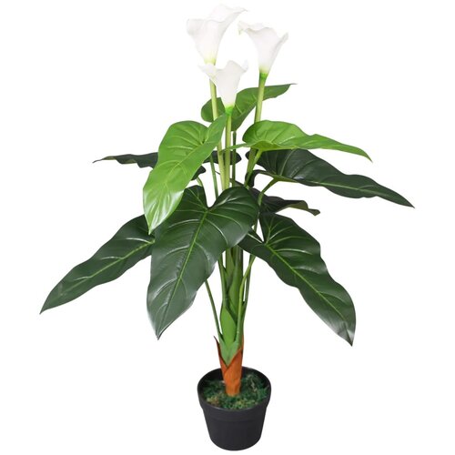 vidaXL Umetna rastlina kala lilija v loncu 85 cm bele barve Cene