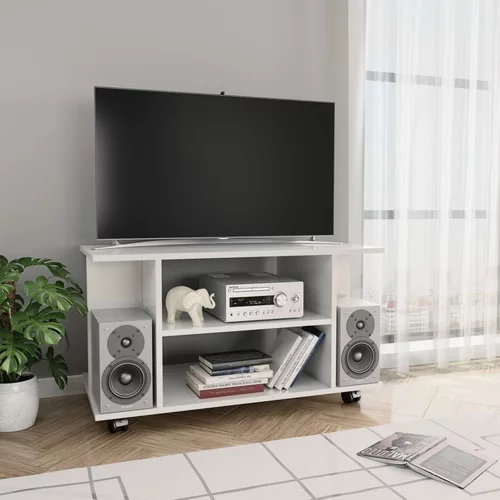 vidaXL TV omarica s kolesci visok sijaj bela 80x40x40 cm iverna plošča