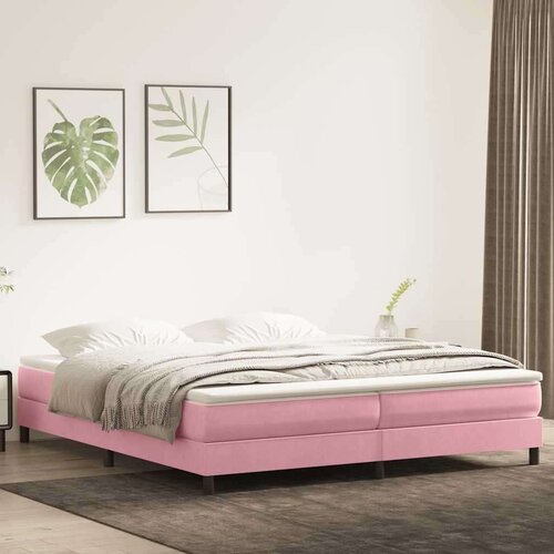  Box spring postelja z vzmetnico roza 180x210 cm žamet, (21791827) Cene