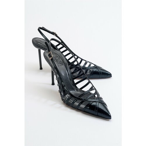 LuviShoes Gesto Black Patterned Women's High Heel Shoes Cene