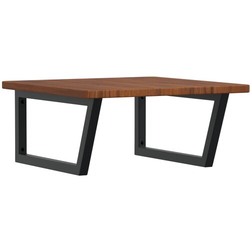  Zidna polica za umivaonik od čelika i masivne hrastovine Smeđa 60 x 60 x 2.5 cm Slike