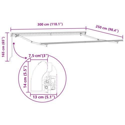 vidaXL Ročna Retraktibilna tenda Rdeča in bela črta 300x250 cm Cene