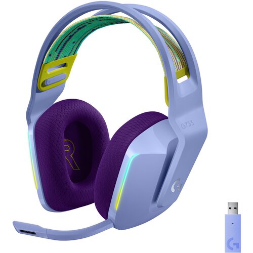 Logitech G733 Lightspeed Wireless RGB Gaming Headset, Lilac gejmerske slu&amp;scaron;alice Slike