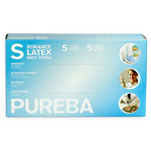 Latex rokavice s brez pudra s (100 kos/pak) Slike