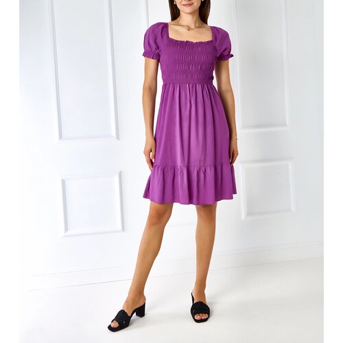 Gemre Lorinka Purple Ruched Mini Dress Slike