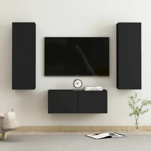 vidaXL Komplet TV omaric 3-delni črna iverna plošča, (20914290)