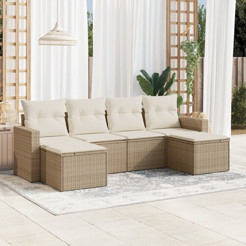 VidaXL 6-dijelni set vrtnih sofa s jastucima bež od poliratana Slike