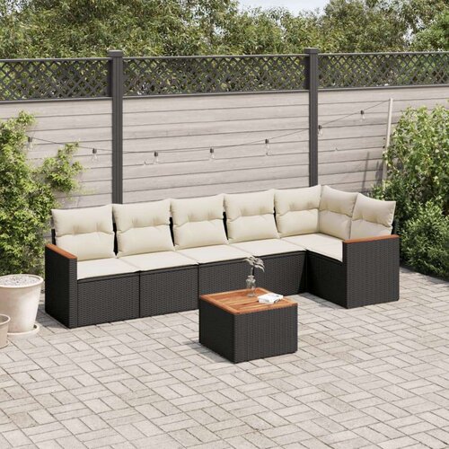  7-dijelni set vrtnih sofa od poliratana s jastucima crni Cijene
