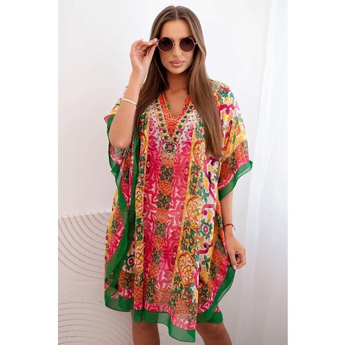 Kesi Włoski Women&amp;#039;s beach poncho with V-neckline green Slike