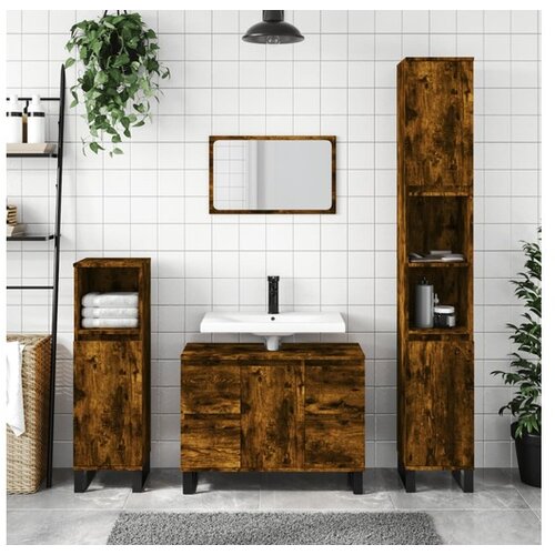 vidaXL Kopalniska omarica dimljeni hrast 80x33x60 cm inzenir Cene