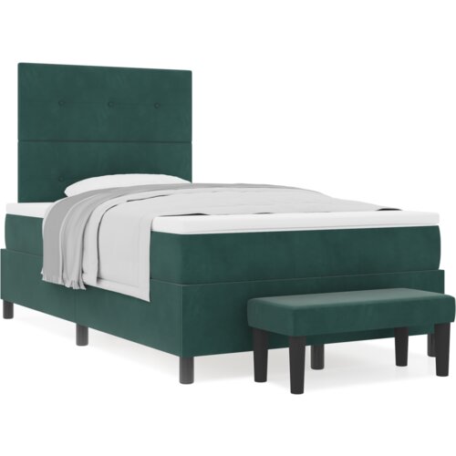  Krevet s box springom s madracem i klupom tamnozeleni 120x190 cm bar&amp;scaron;un Slike