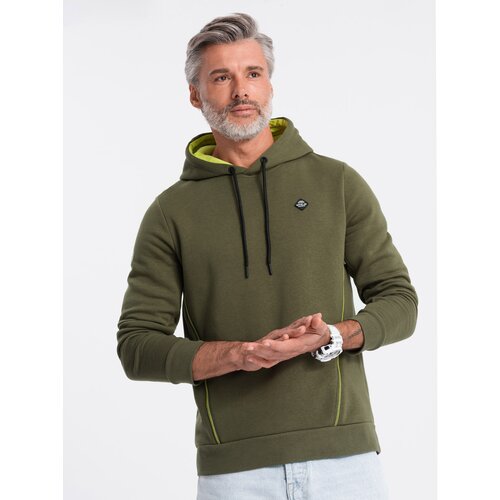 Ombre Men&amp;#039;s hoodie with zippered pocket - olive Slike