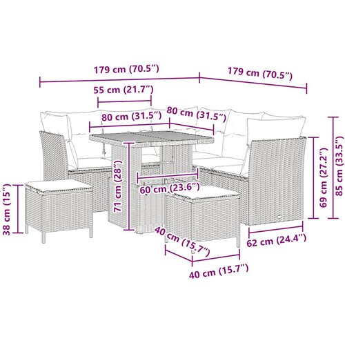  Sjedeća garnitura za vrt 8 kom. Crna poliratan 80 x 80 x 71 cm Slike