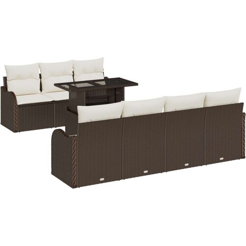  8-dijelni set vrtne sofe s jastučićima smeđa Poli ratan  2-sjedna vrtna sofa s jastučićima smeđa Poli ratan Cijene