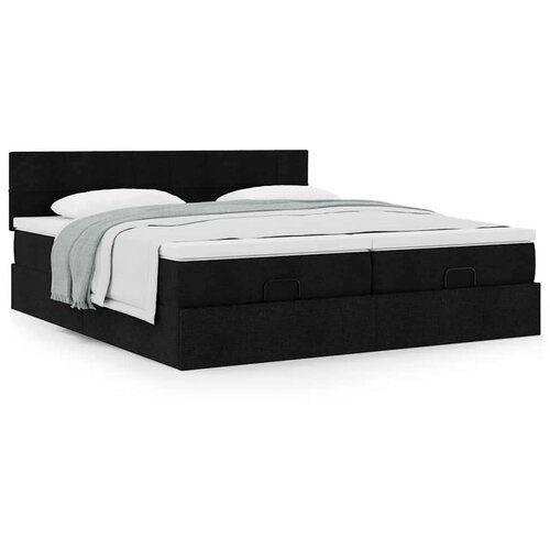 vidaXL Otomanski posteljni okvir z vzmetnicami črn 200x200 cm blago Cene