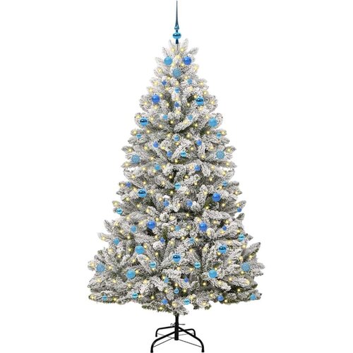 VidaXL Umjetno božićno drvce Zelena i bijela 210 cm PVC i metal Slike