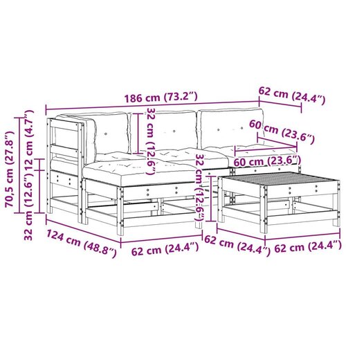  Set lounge namje&amp;scaron;taja za vrt 5 pcs Vo&amp;scaron;tanosmeđa Slike