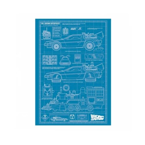 Fanattik Back to the Future Time Machine Blueprint Art Print Cene