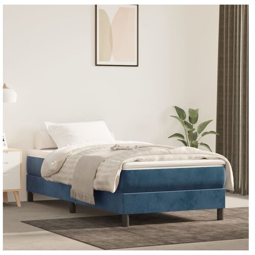  Box spring postelja z vzmetnico temno modra 100x200 cm žamet Cene