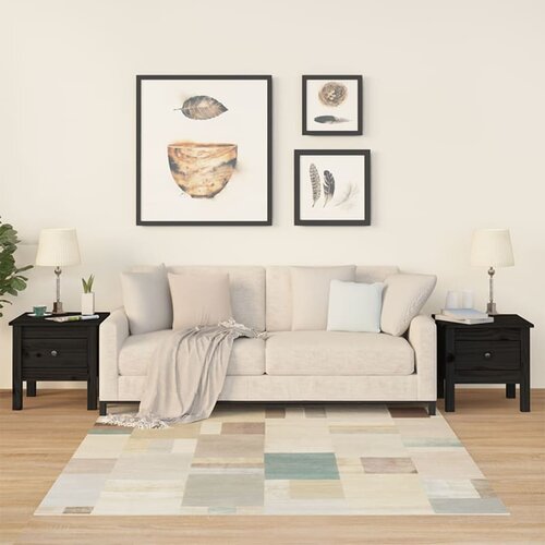 VidaXL Stranske mizice 2 kosa črne 40x40x39 cm trdna borovina Slike