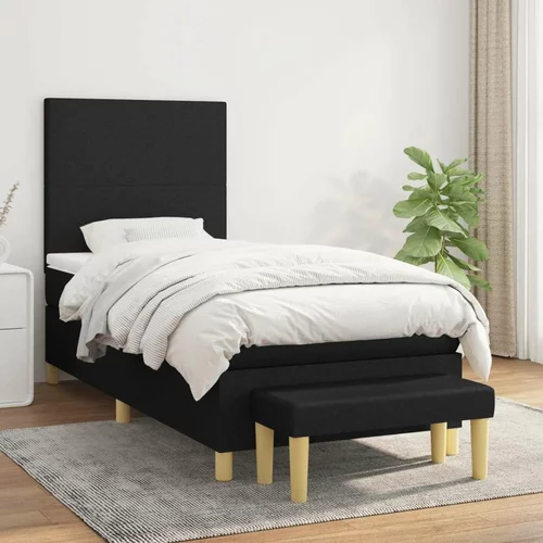  Box spring postelja z vzmetnico črna 100x200 cm blago, (20791740)