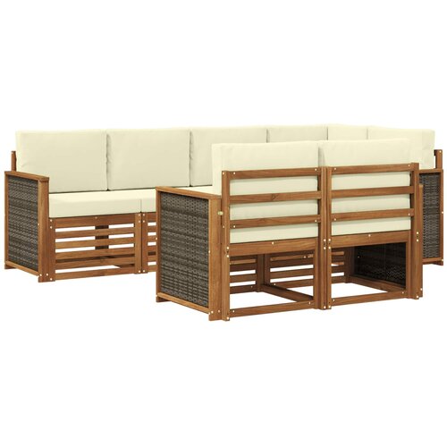 vidaXL Kotna sedežna garnitura z blazino 6 pcs Naravna in smetana, (5000283776) Cene