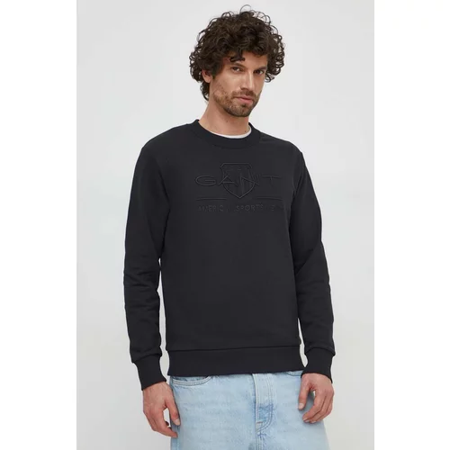Gant Bombažen pulover moška, črna barva