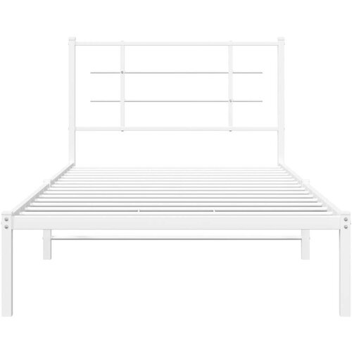VidaXL Metalni okvir za krevet s uzglavljem bijeli 100x190 cm Slike