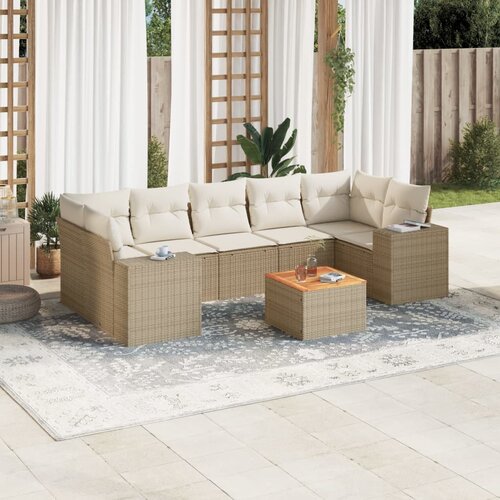 vidaXL 8-dijelni set vrtnih sofa od poliratana s jastucima bež Cijene