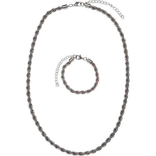 Urban Classics Accessoires Charon Intertwine Necklace And Bracelet Set silver Slike