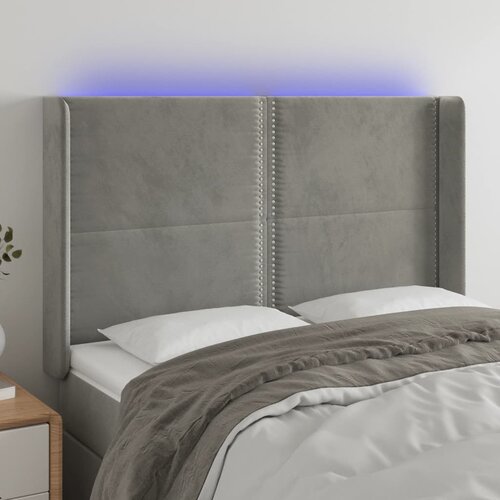  LED uzglavlje svjetlosivo 147 x 16 x 118/128 cm baršunasto Cene