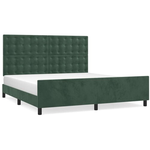 Maison Chic Posteljni Okvir - Dvoposteljna postelja brez vzmetnice temno zelen 160x200 cm žamet, (22082039) Slike
