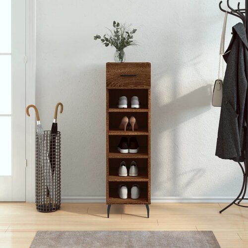 The Living Store Omarica za čevlje rjavi hrast 30x35x105 cm inženirski les - Omarica Za Čevlje, (21429053) Slike