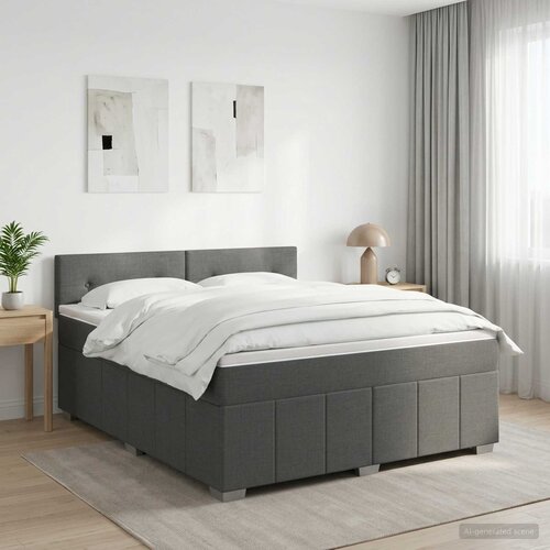  Boxspring krevet s madracem Tamnosiva 160 x 200 cm Tkanina Cene