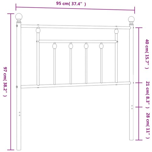 Metalno zamjensko uzglavlje bijelo 90 cm Slike