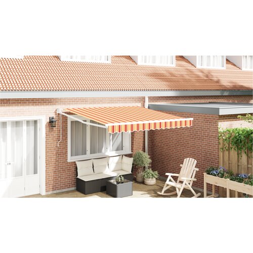 VidaXL Avtomatska retraktibilna tenda Rumena in Oranžna 350x250 cm Slike